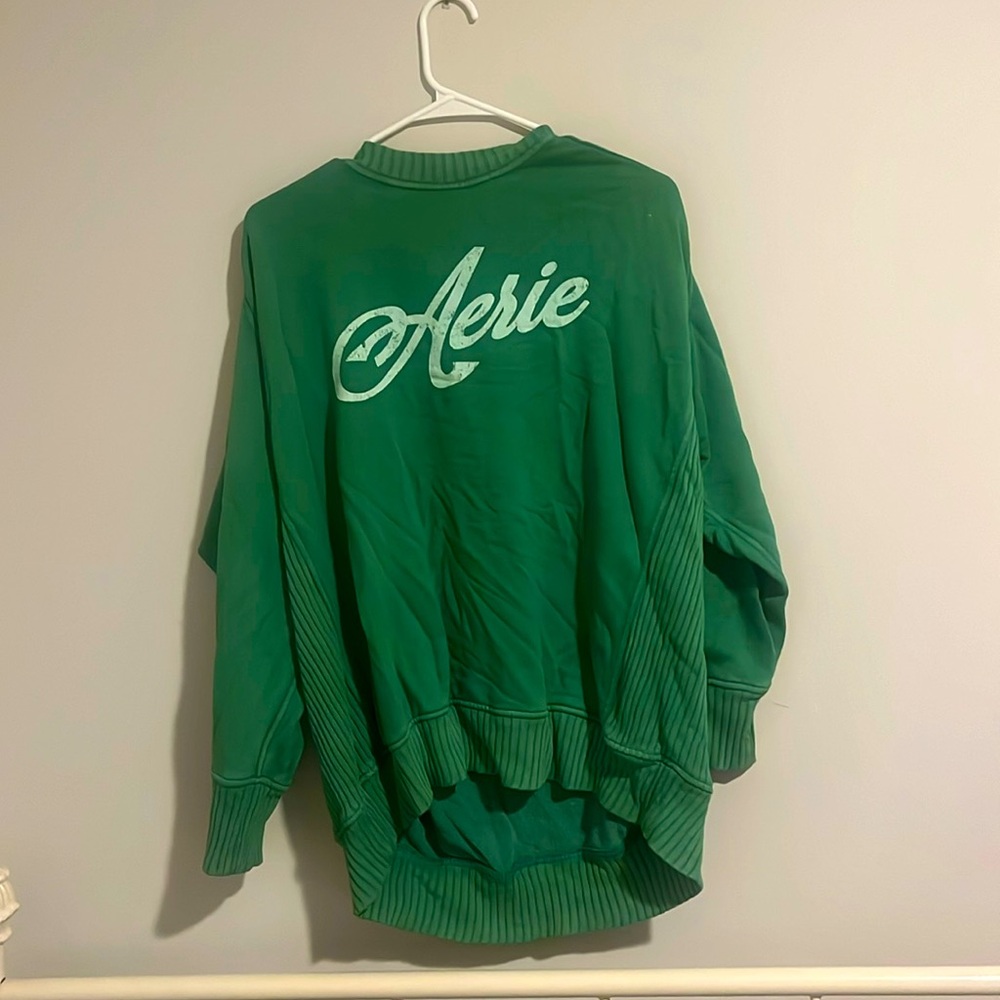 Aerie green oversized crew neck pullover sweatshirt